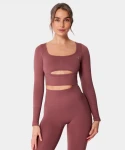 Bluzka bezszwowa z długim rękawem Carpatree Dopamine Buzz Rose Brown - rozmiar M