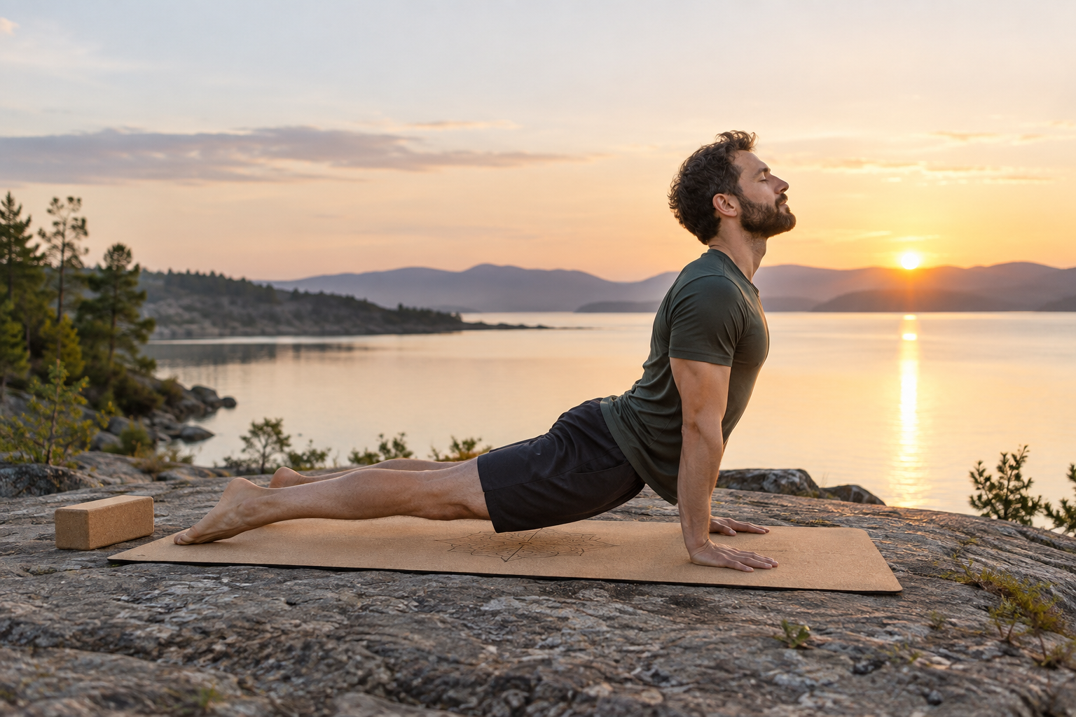 Man on a cork mat